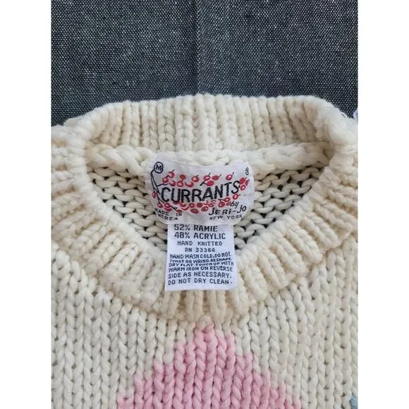 Vintage 60s 70s Ivory White Pink Sweater Vest Argyle Size XS/S Mod Coquette - Picture 5 of 11